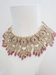 Antique Gold & Pink Polki Chandbali Necklace Set