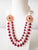 Dark Pink Pearl Side Pendant Long Necklace Set