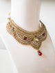 Antique Gold Traditional Red Green Polki Necklace Set