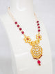 Delicate Kundan Ruby Pink Pendant Pearl Necklace Set