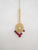 Antique Gold 7 Line Polki Red Necklace Set