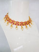 Bright Gold Delicate Flower Ruby Polki Necklace Set