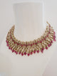Delicate Rani Pink Polki Necklace with Earrings