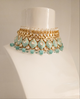 Aqua Mint Meenakari Kundan Choker Set with Earrings & Maang Tikka