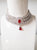 Silver White Red Polki Necklace Set