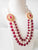 Dark Pink Pearl Side Pendant Long Necklace Set