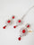 Silver White Red Polki Necklace Set