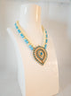 Light Blue Pearl Meenakari Pendant Necklace Set with Stud Earrings