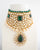 gold plated uncut kundan emerald green handmade necklace set with pendant £455