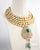 gold plated luxe handmade uncut kundan green necklace set £450 with earrings handcrafted