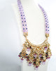 Purple Mala Long Necklace Set with Kundan Pendant