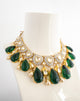 Gold Luxe Uncut Kundan Necklace with Emerald Green Drops