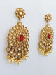 Antique Gold Oval Red Earrings