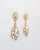 elegant gold plated large designer drop earring silver shade and white, perfect for weddings, receptions and parties