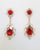 elegant gold plated large designer drop earring red and white, perfect for weddings, receptions and parties