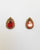 antique gold plated large stud earring with pear centre stone in red, perfect for weddings, western and eastern wear