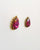 antique gold plated large stud earring with pear centre stone in pink, perfect for weddings, western and eastern wear