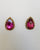 antique gold plated large stud earring with pear centre stone in pink, perfect for weddings, western and eastern wear