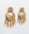 Antique gold polki chandbali earring with pearl drops