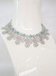 Silver Plated Dark Mint\Turqouise American Diamond Tear Drop Delicate Necklace Set