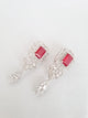Silver White & Ruby Pink Elegant Zircon Earring