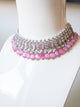 Silver Plated Dusty Pink Choker Necklace Set