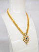 2 Line Gold Beaded Green Pendant Necklace Mid Length Mala