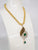 Antique Gold Beaded Green Pendant Necklace Mid Length Mala