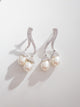 Silver Double Drop Pearl American Diamond Earring
