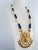 long blue beaded real zircon mala necklace set with earrings, mother of pearl jewellery, kundan jewellery, blue fusion jewellery , indian wedding, saree