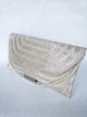 Silver Stripe Design Crystal Beaded Clutch Handbag