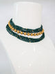 Green and Gold Beaded Necklace with Jhumka