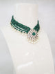 Silver Plated Green Beaded & Kundan Necklace