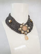 Black Oxidized Mesh Necklace Set with Fusion Pink Pendant