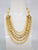 Gold Kundan Pearl Multi Layer Necklace Set with Jhumka